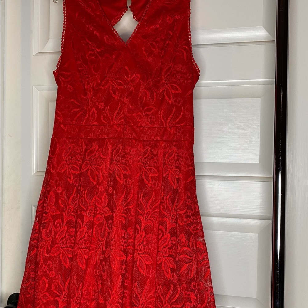 Red lace dress